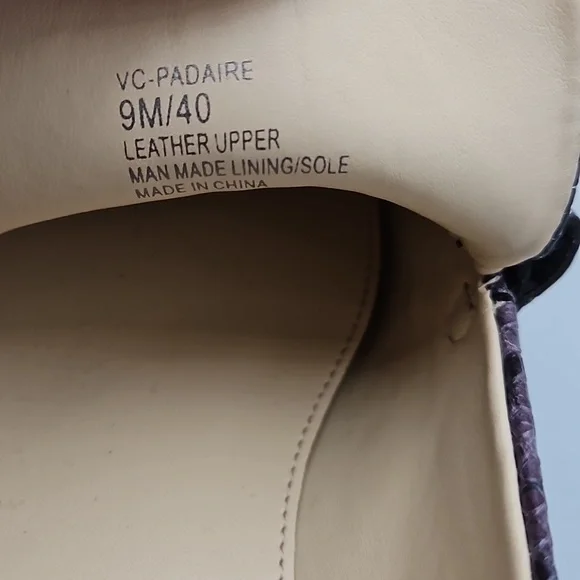 Vince Camuto Leather Slip-On Loafers Padaire Purple Snake Skin Print Wom… - Picture 7 of 9